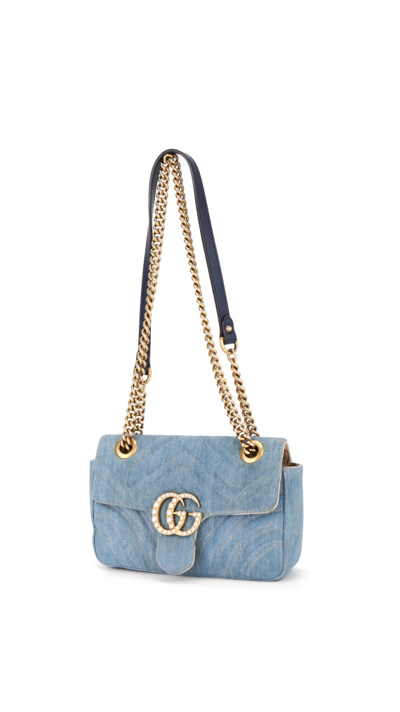 Gucci Pearly GG Marmont Bag i Lyseblå Denim
