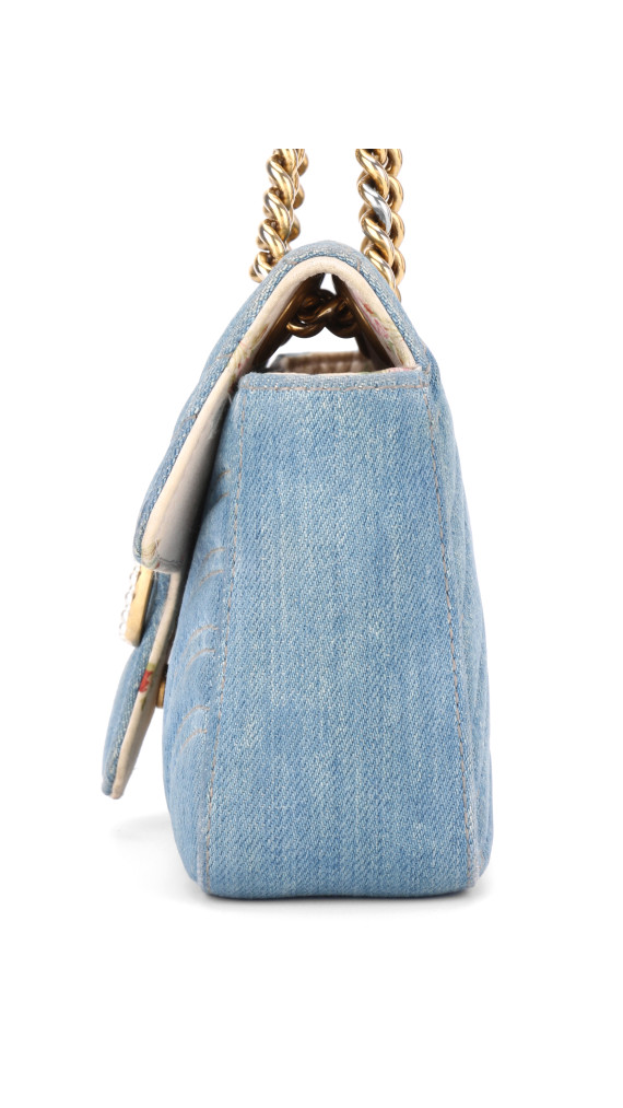 Gucci Pearly GG Marmont Bag i Lyseblå Denim