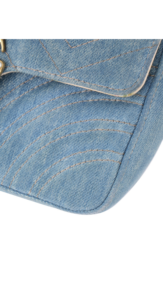 Gucci Pearly GG Marmont Bag i Lyseblå Denim