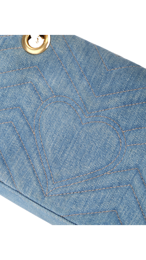 Gucci Pearly GG Marmont Bag i Lyseblå Denim