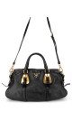 Prada Vitello Daino Gaufre Leather Shoulder Bag i Sort