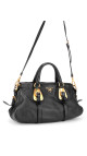 Prada Vitello Daino Gaufre Leather Shoulder Bag i Sort