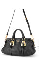 Prada Vitello Daino Gaufre Leather Shoulder Bag i Sort