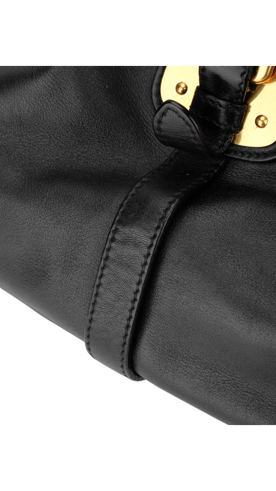 Prada Vitello Daino Gaufre Leather Shoulder Bag i Sort
