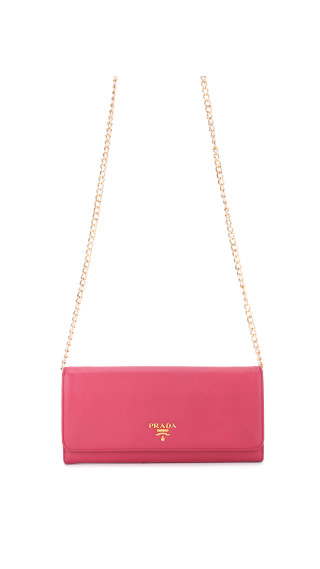 Prada Wallet i Rosa Saffiano Skinn