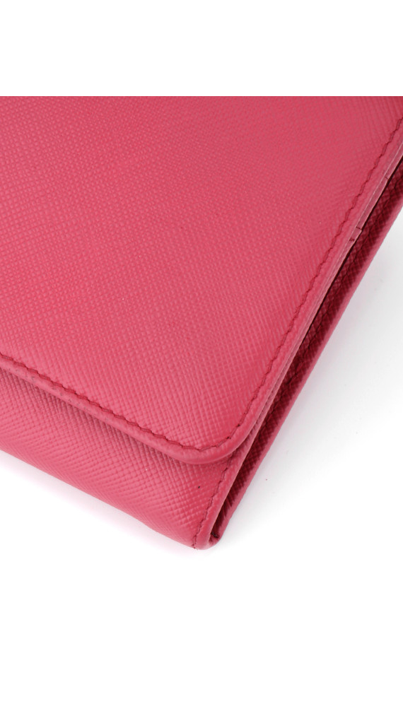 Prada Wallet i Rosa Saffiano Skinn