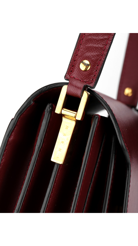 Marni Trunk Shoulder Bag i Burgunder