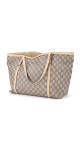 Gucci GG Supreme Canvas Tote Bag med Beige Skinntrimm