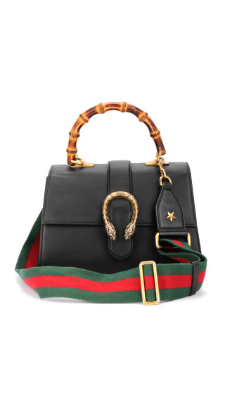 Gucci Dionysus Bamboo Top Handle Bag i Sort Skinn