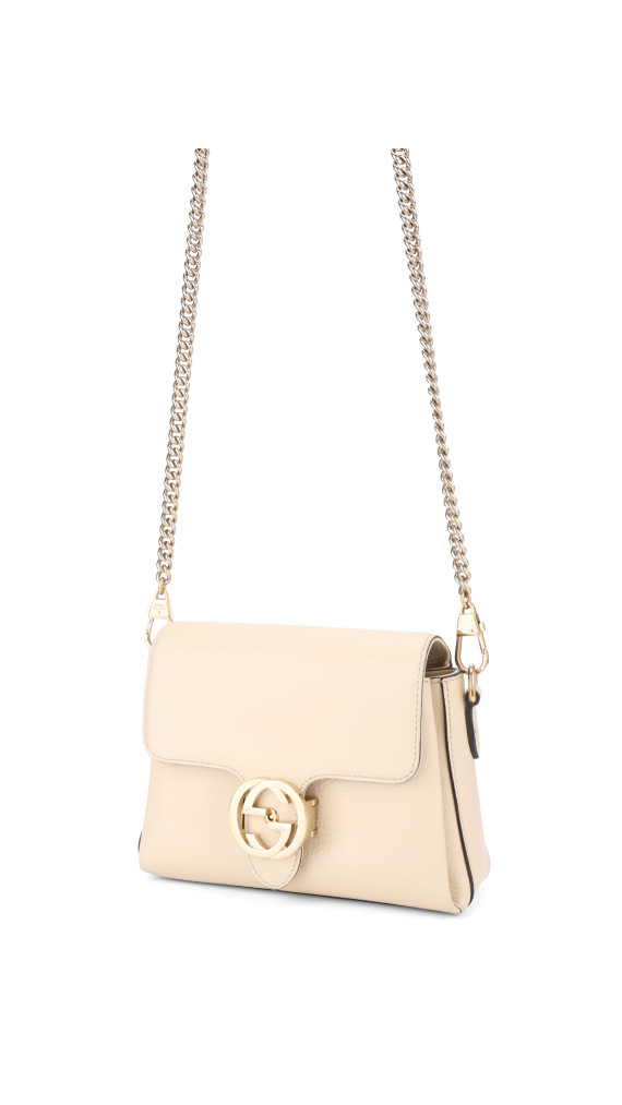Gucci Interlocking GG Chain Shoulder Bag i Hvit Skinn