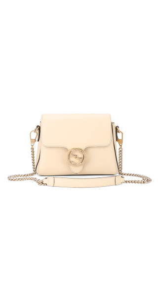 Gucci Interlocking GG Chain Shoulder Bag i Hvit Skinn