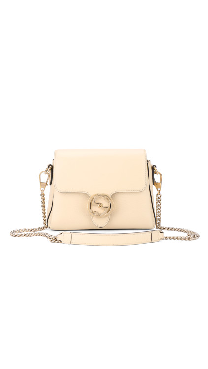 Gucci Interlocking GG Chain Shoulder Bag i Hvit Skinn