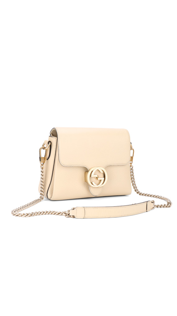 Gucci Interlocking GG Chain Shoulder Bag i Hvit Skinn