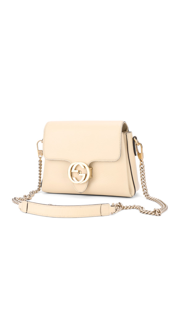 Gucci Interlocking GG Chain Shoulder Bag i Hvit Skinn