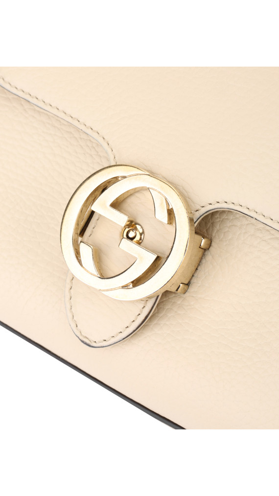 Gucci Interlocking GG Chain Shoulder Bag i Hvit Skinn