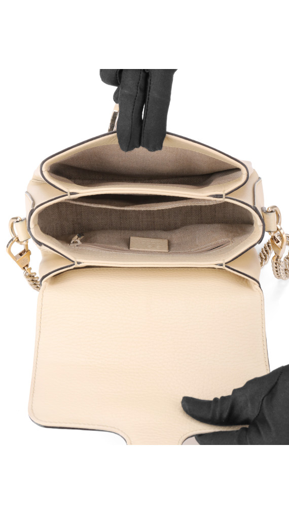 Gucci Interlocking GG Chain Shoulder Bag i Hvit Skinn