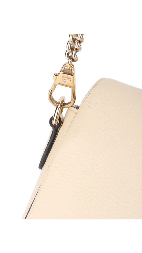 Gucci Interlocking GG Chain Shoulder Bag i Hvit Skinn