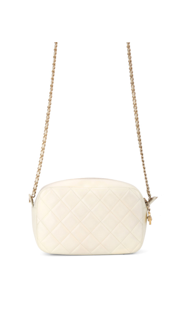 Chanel Quilted Camera Bag i Hvit Skinn