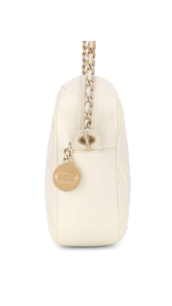 Chanel Quilted Camera Bag i Hvit Skinn
