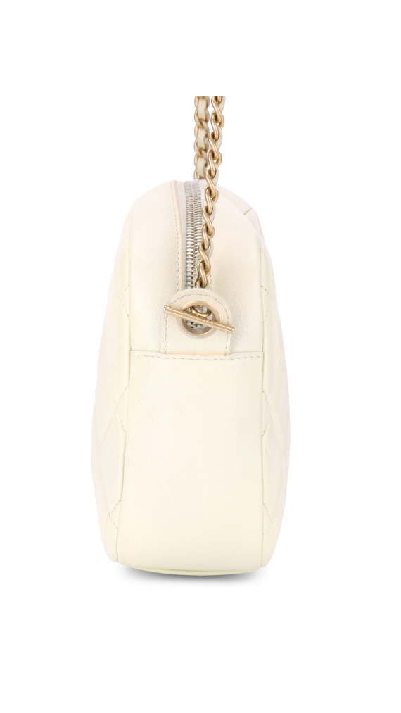 Chanel Quilted Camera Bag i Hvit Skinn