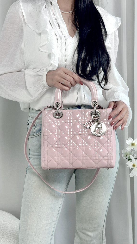Lady Dior Patent Leather Bag Size Medium