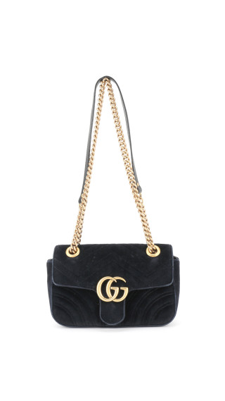 Gucci GG Marmont Matelassé Velvet Shoulder Bag – Sort