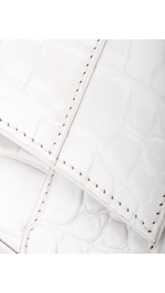 Balenciaga Hourglass Top Handle Bag – Hvit Krokopreget Skinn