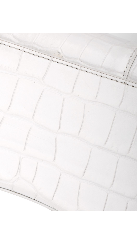 Balenciaga Hourglass Top Handle Bag – Hvit Krokopreget Skinn