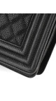 Chanel Boy Bag – Sort Quiltet Skinn med Sølvfarget Kjede
