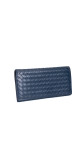 Bottega Veneta Continental Wallet – Intrecciato Skinn, Mørk Blå