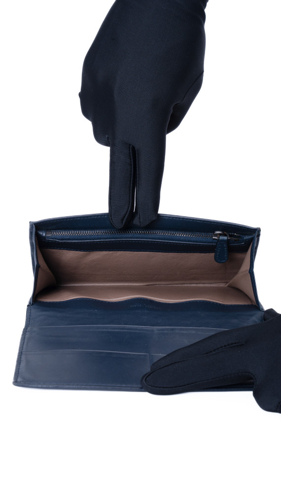 Bottega Veneta Continental Wallet – Intrecciato Skinn, Mørk Blå