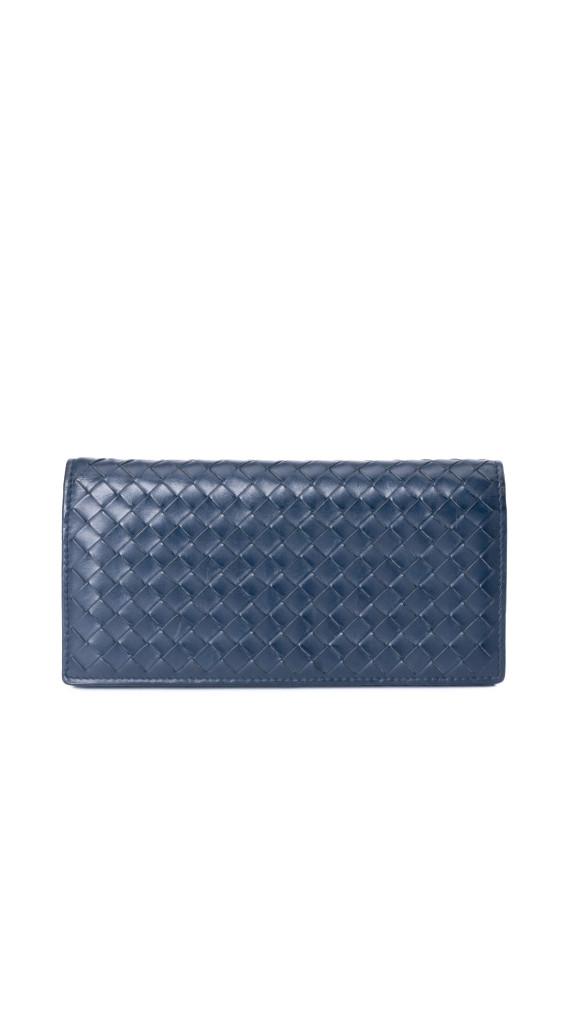 Bottega Veneta Continental Wallet – Intrecciato Skinn, Mørk Blå