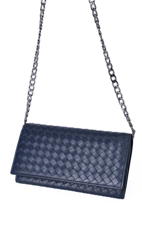 Bottega Veneta Continental Wallet – Intrecciato Skinn, Mørk Blå
