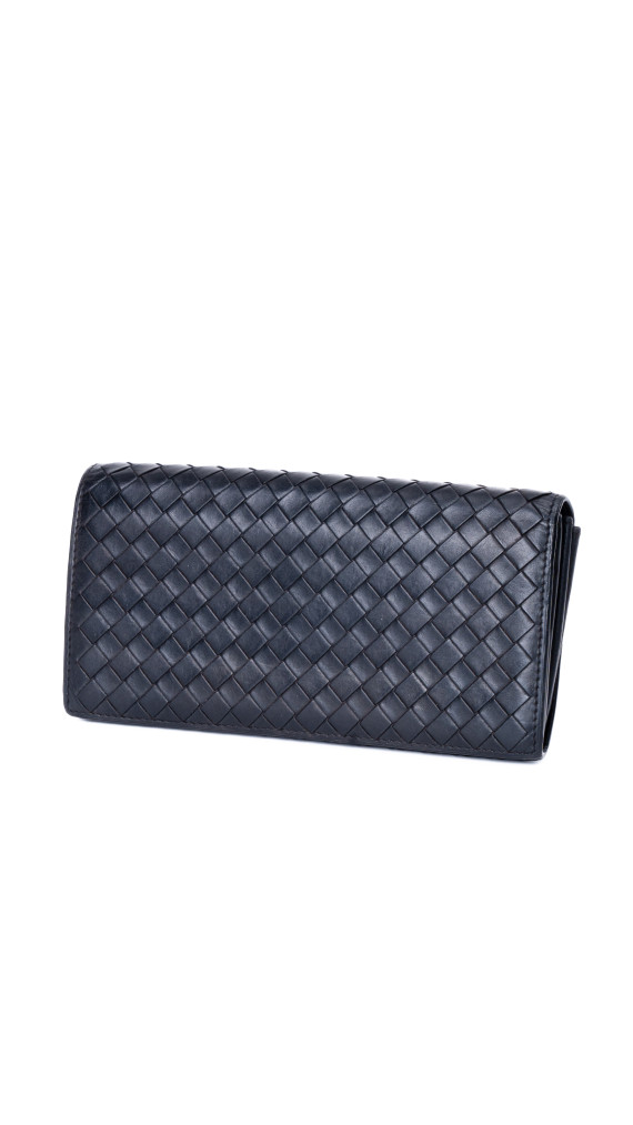 Bottega Veneta Continental Wallet – Intrecciato Skinn, Sort