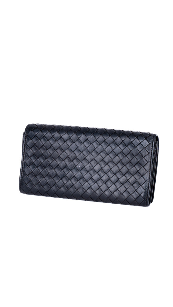 Bottega Veneta Continental Wallet – Intrecciato Skinn, Sort