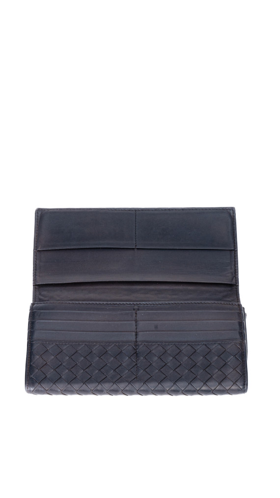 Bottega Veneta Continental Wallet – Intrecciato Skinn, Sort