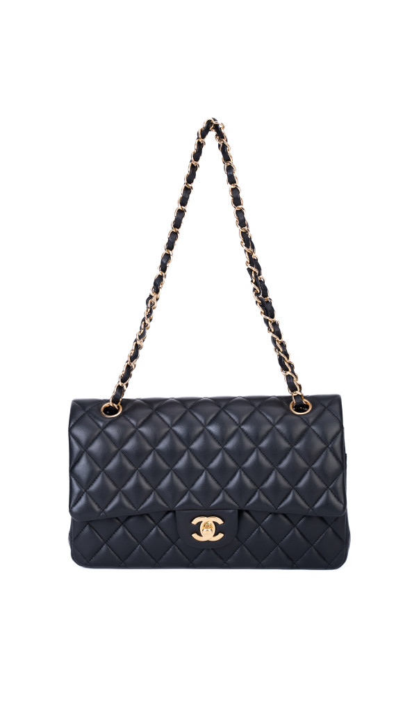 Chanel Classic Double Flap Bag – Sort Lammeskinn med Gullfarget Hardware