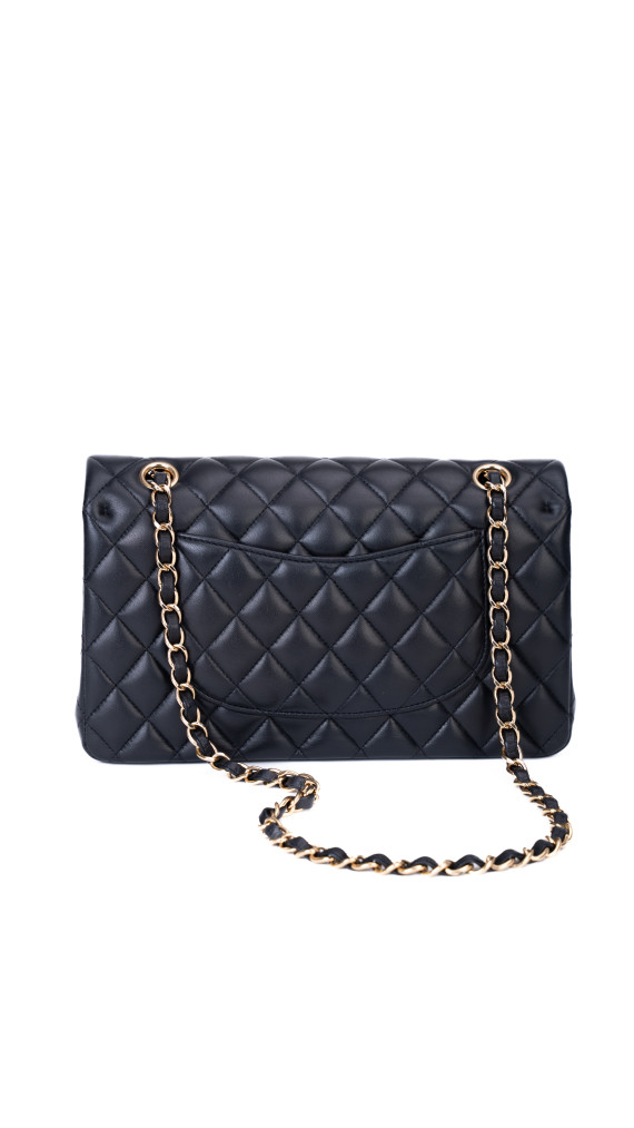 Chanel Classic Double Flap Bag – Sort Lammeskinn med Gullfarget Hardware