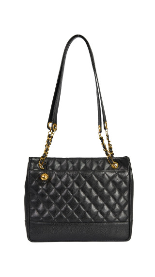 Chanel Vintage Quilted Caviar Leather Shoulder Bag