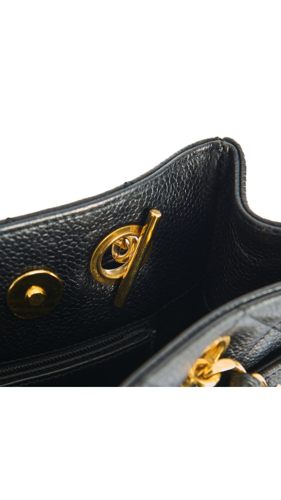Chanel Vintage Quilted Caviar Leather Shoulder Bag