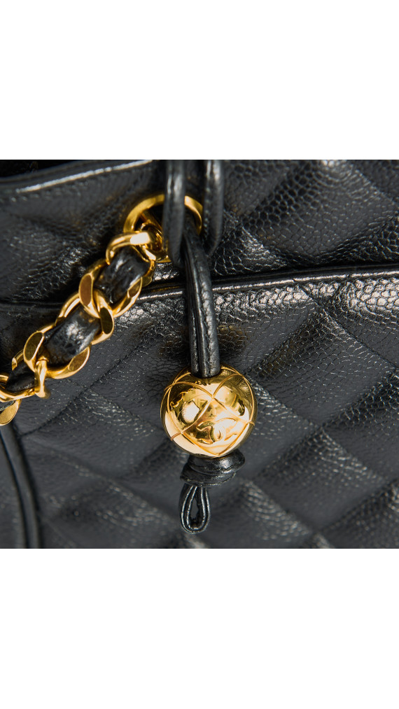 Chanel Vintage Quilted Caviar Leather Shoulder Bag
