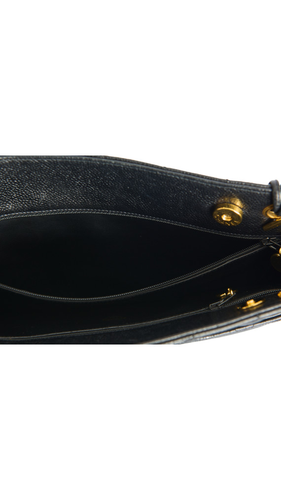 Chanel Vintage Quilted Caviar Leather Shoulder Bag