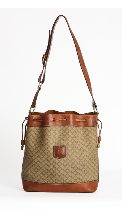 Celine Vintage Bucket Bag i Beige Macadam Monogram