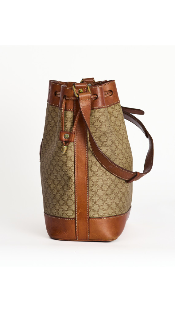 Celine Vintage Bucket Bag i Beige Macadam Monogram