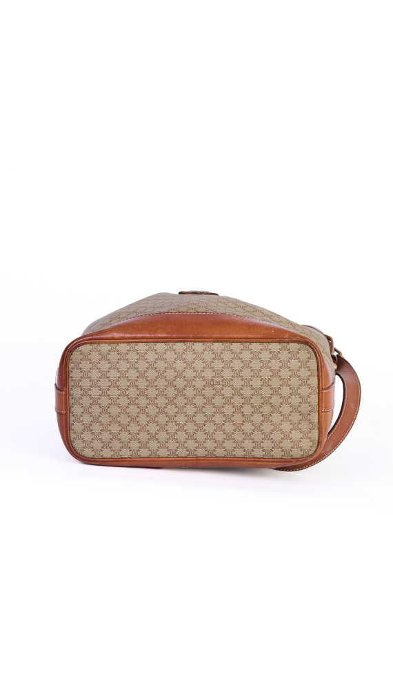 Celine Vintage Bucket Bag i Beige Macadam Monogram