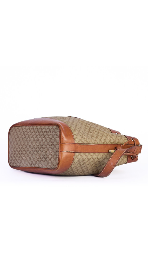 Celine Vintage Bucket Bag i Beige Macadam Monogram