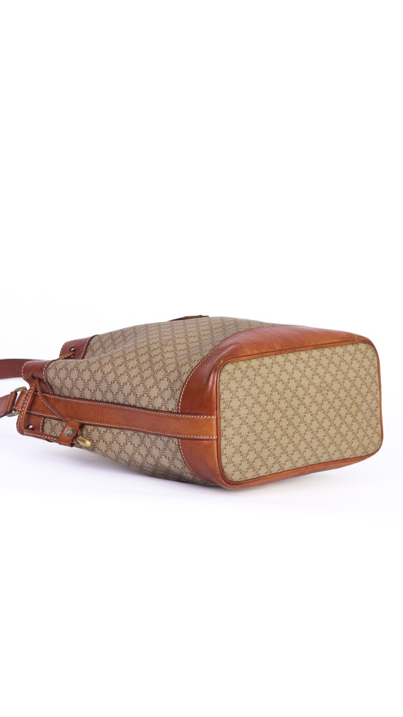 Celine Vintage Bucket Bag i Beige Macadam Monogram