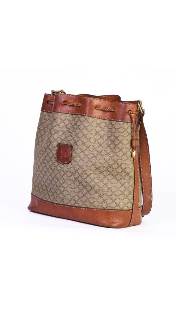 Celine Vintage Bucket Bag i Beige Macadam Monogram