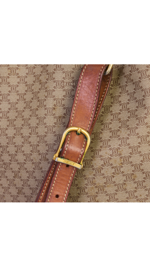 Celine Vintage Bucket Bag i Beige Macadam Monogram