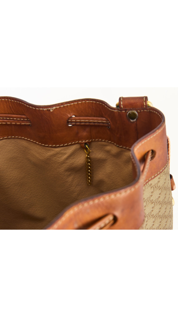 Celine Vintage Bucket Bag i Beige Macadam Monogram